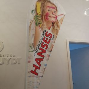 Beachflag für Malerfachbetrieb Hanses