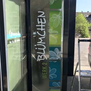 Schaufensterbeklebung Blümchen
